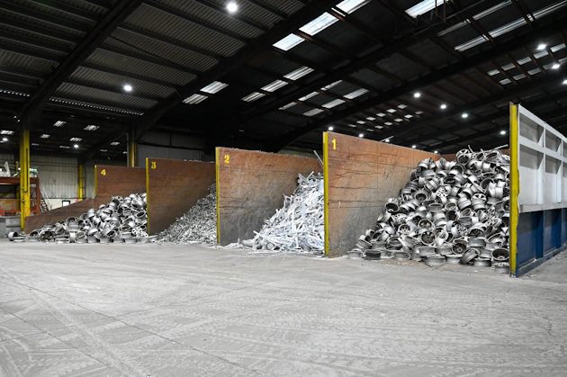 a warehouse with scraps of aluminium