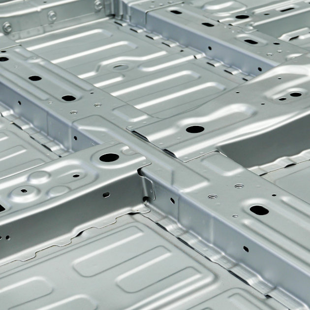 a close-up of several white servers